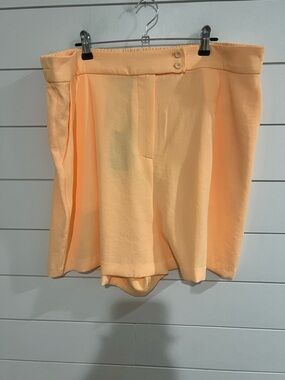 Skies Are Blue Peach High-Waist Women's dress shorts with Double-Button Waist